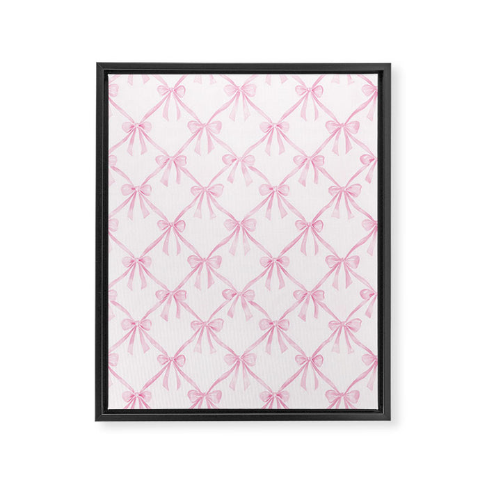 Pastel Pink Bows Coquette Aesthetic Vintage Romantic Feminine Preppy Bedroom Framed Canvas Print Gallery Image 1
