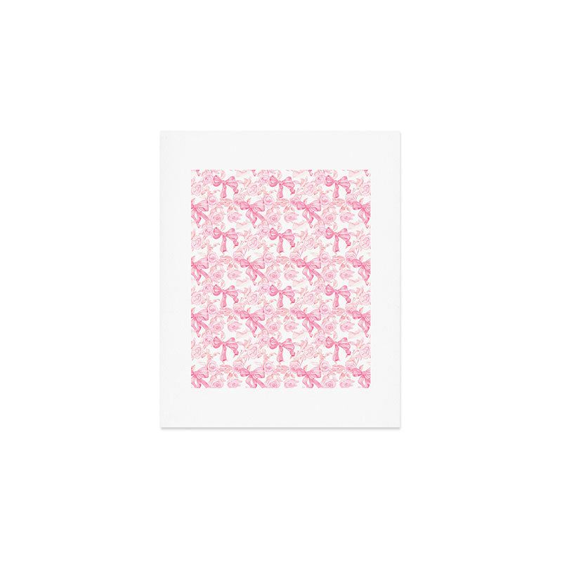 Pink bows and roses garden coquette aesthetic Art Print Gallery Image 1