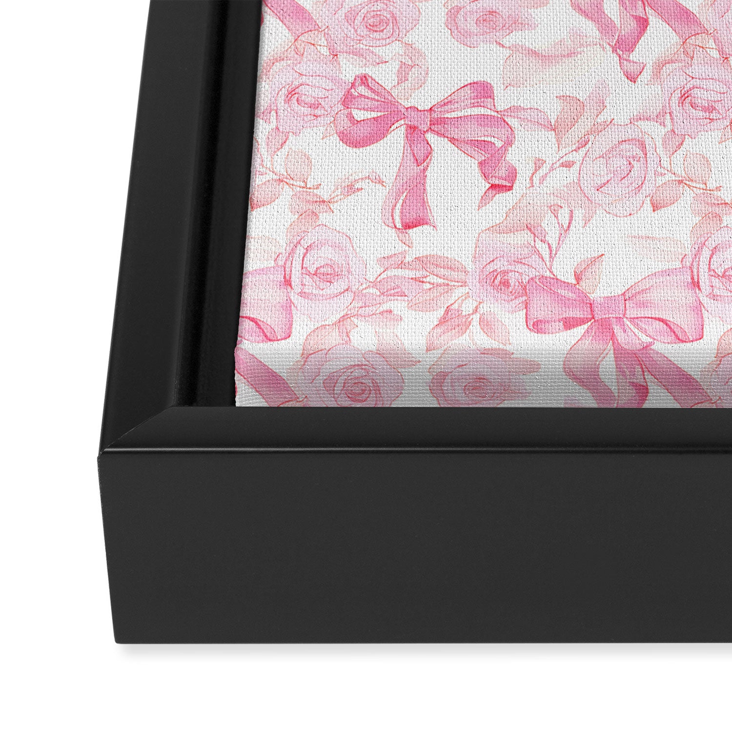 Pink bows and roses garden coquette aesthetic Framed Canvas Print Gallery Image 3