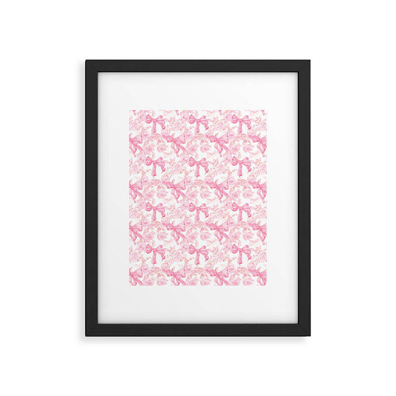 Pink bows and roses garden coquette aesthetic Framed Art Print Gallery Image 6