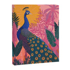 Tropical Peacock Among Pink Blossoms Canvas Print Gallery Image 6