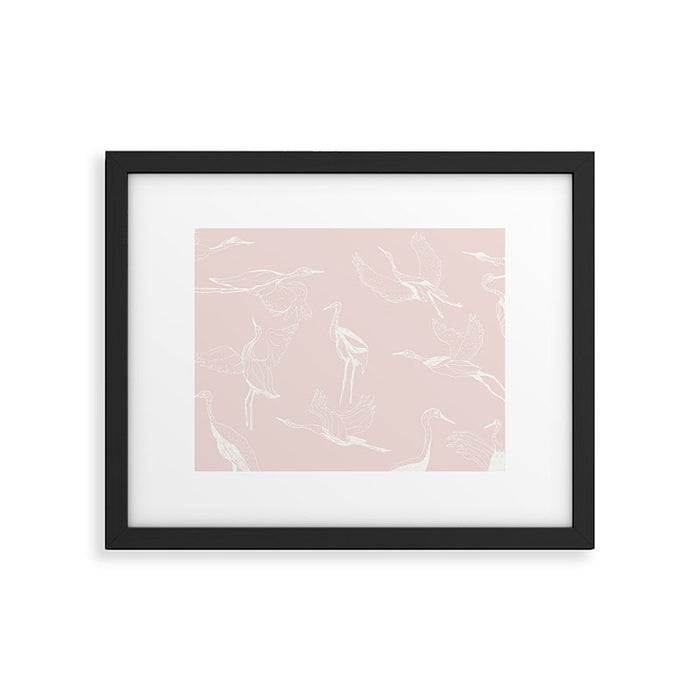 Cranes (Pink) Framed Art Print Gallery Image 1
