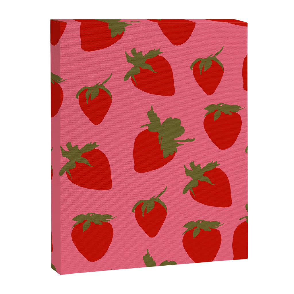 Strawberries Pattern on Pink Canvas Print Gallery Image 6