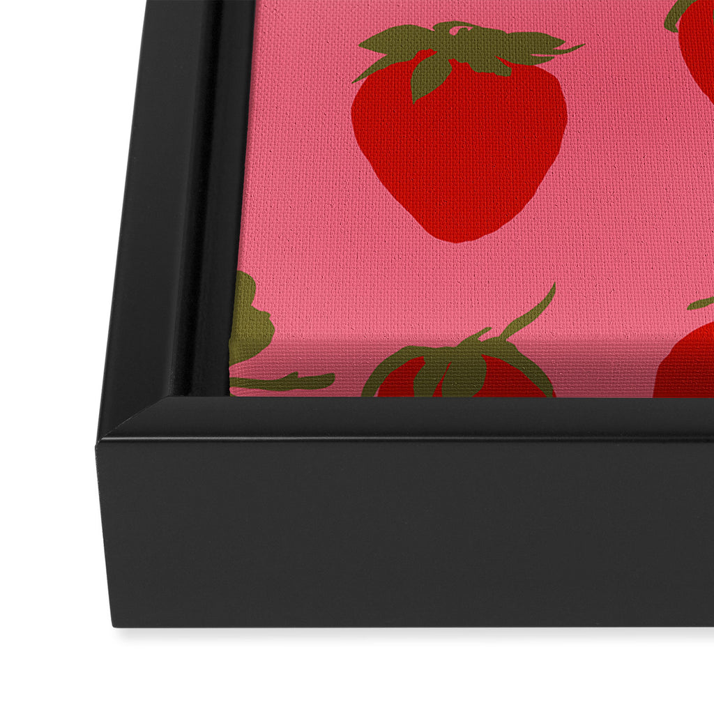 Strawberries Pattern on Pink Framed Canvas Print Gallery Image 3