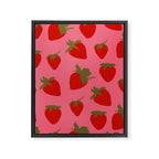 Strawberries Pattern on Pink Framed Canvas Print Gallery Image 6