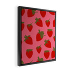 Strawberries Pattern on Pink Framed Canvas Print Gallery Image 2