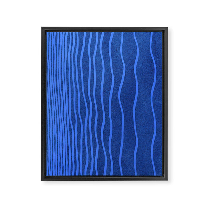 Wavy Stripes in Blue Framed Canvas Print Gallery Image 1
