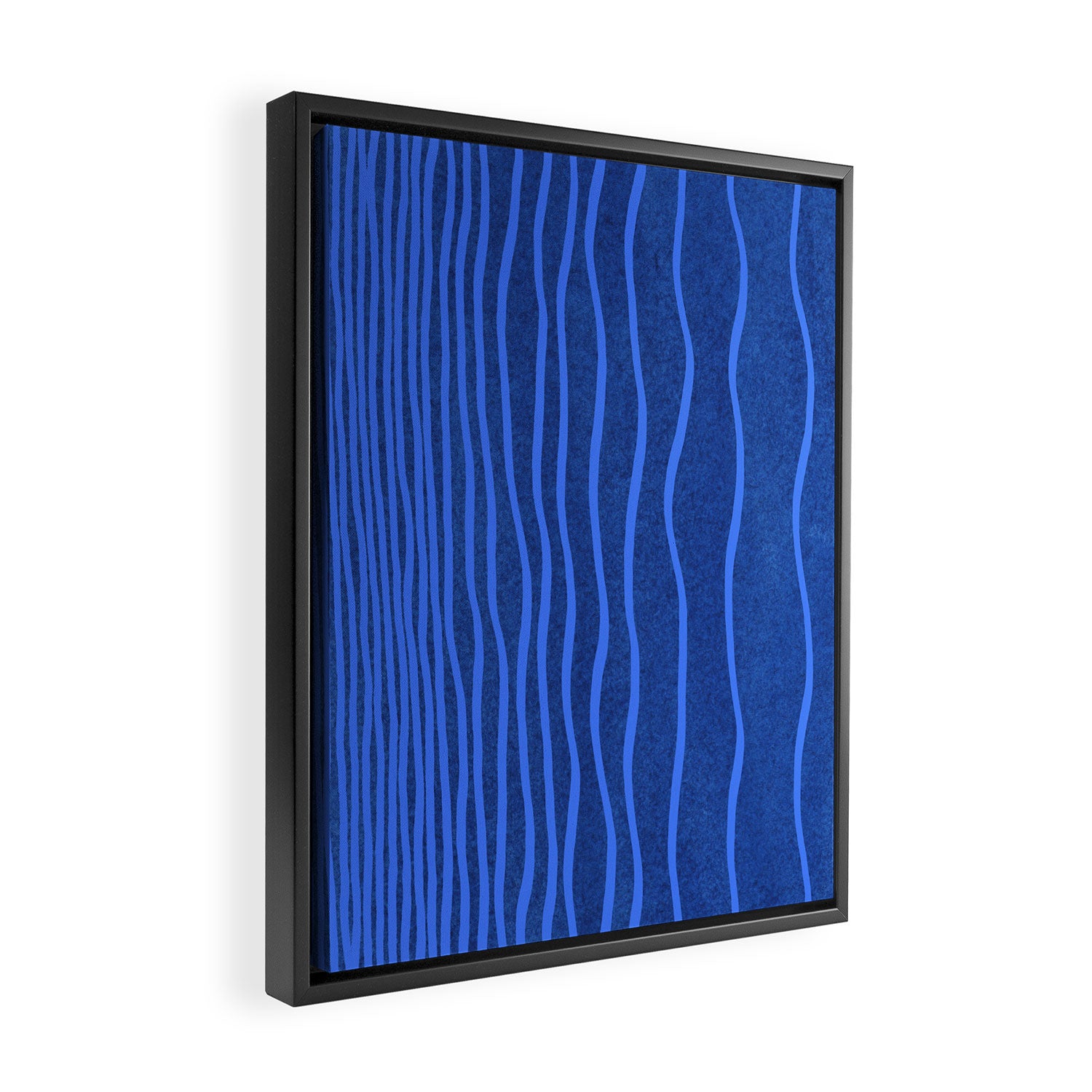 Wavy Stripes in Blue Framed Canvas Print Gallery Image 2