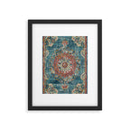 Antique oriental blue and orange carpet Framed Art Print Gallery Image 5