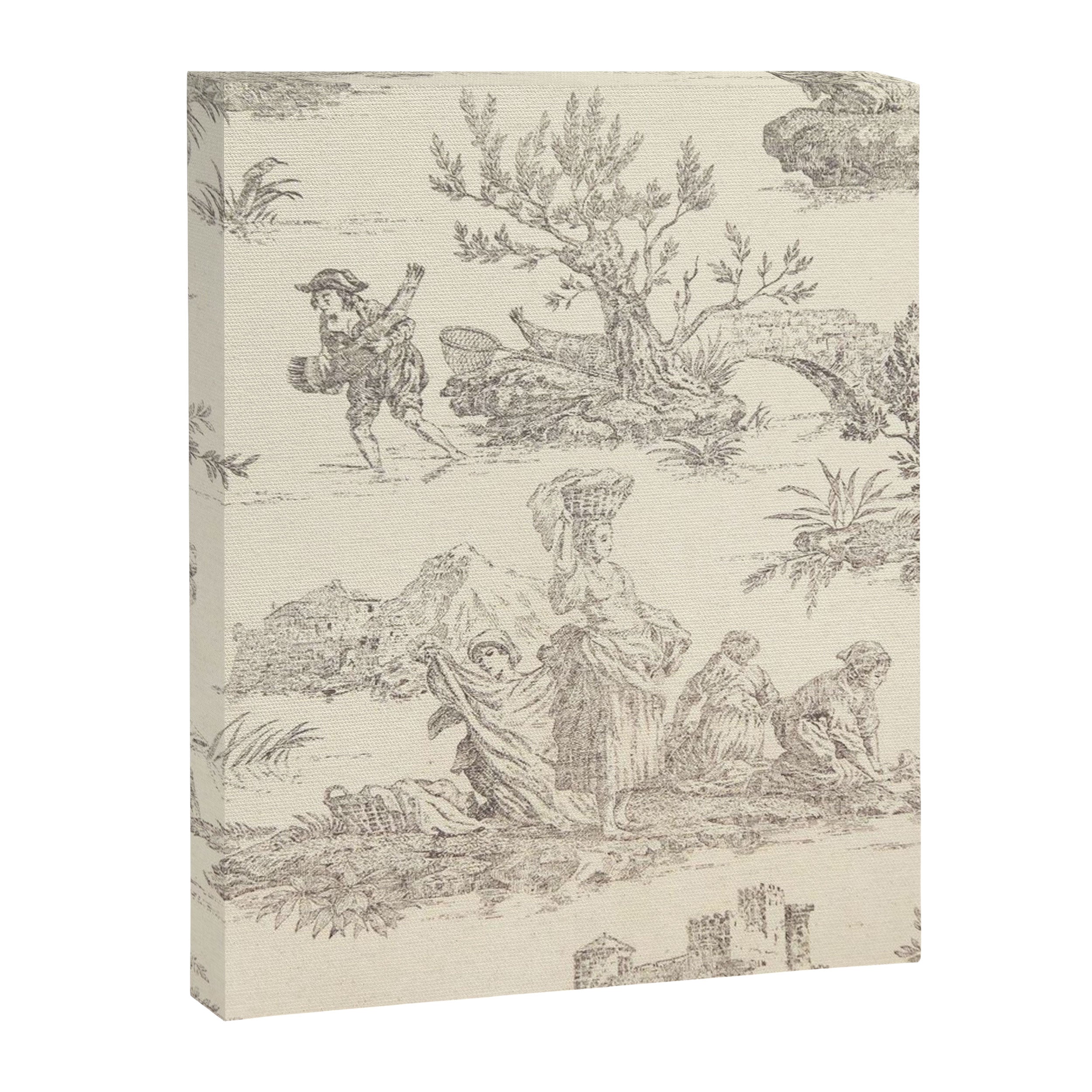 Beige toile de Jouy Canvas Print Gallery Image 8