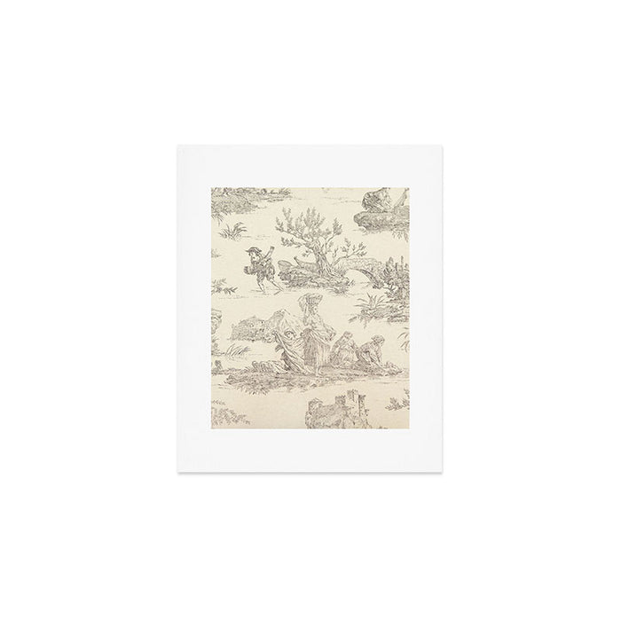 Beige toile de Jouy Art Print Gallery Image 1