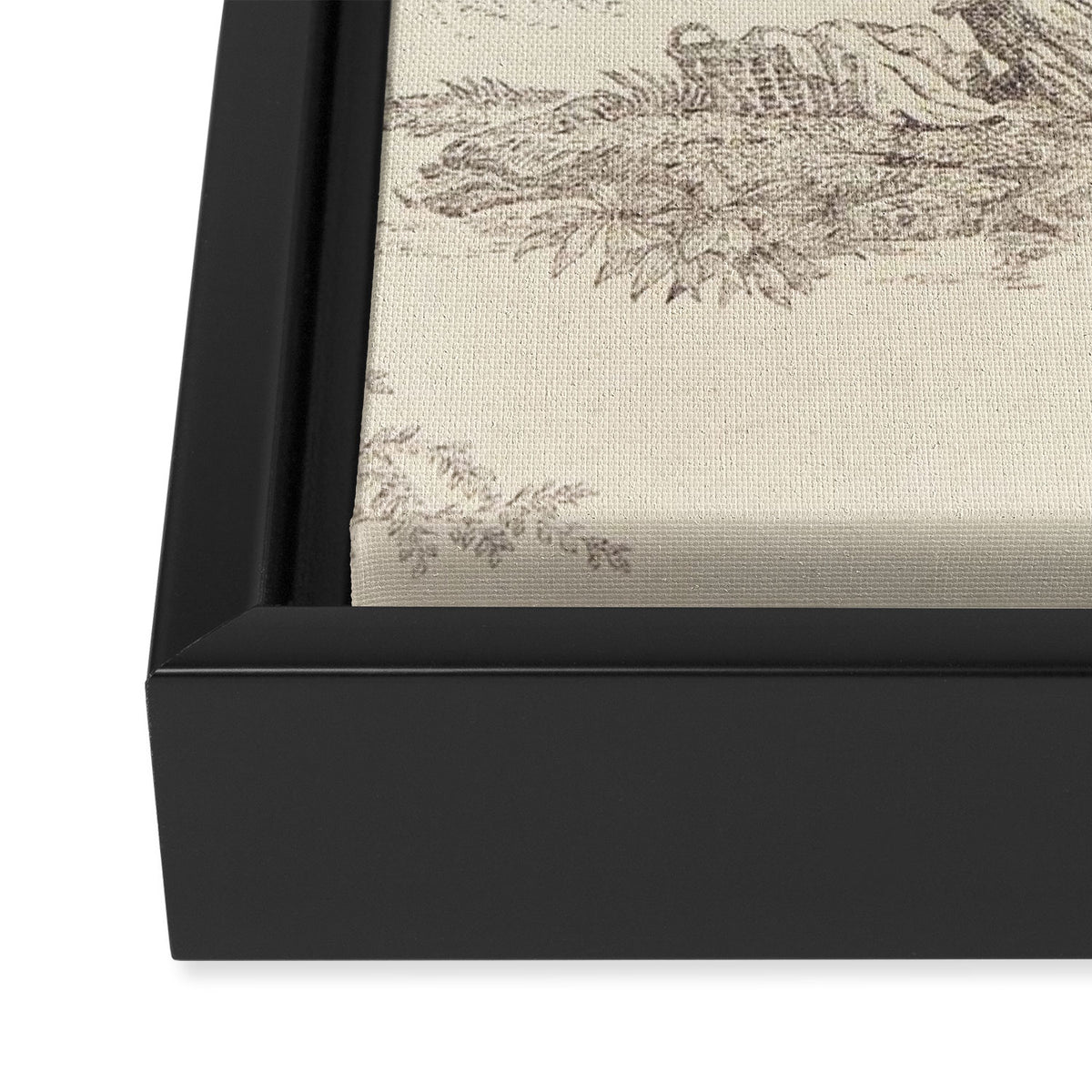 Beige toile de Jouy Framed Canvas Print Gallery Image 3