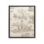Beige toile de Jouy Framed Canvas Print Gallery Image 8