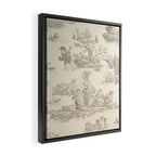 Beige toile de Jouy Framed Canvas Print Gallery Image 2
