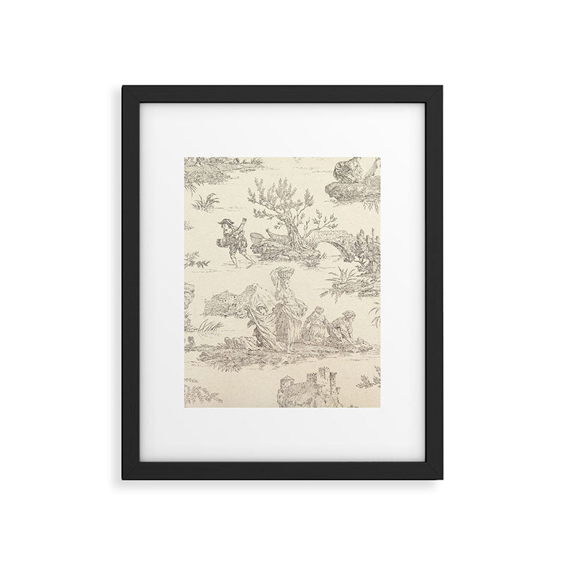 Beige toile de Jouy Framed Art Print Gallery Image 6
