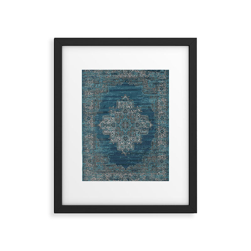 blue oriental vintage rug Framed Art Print Gallery Image 5