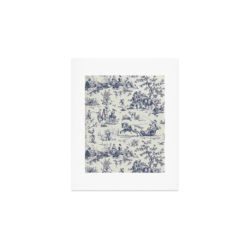 Blue Toile de Jouy Art Print Gallery Image 1