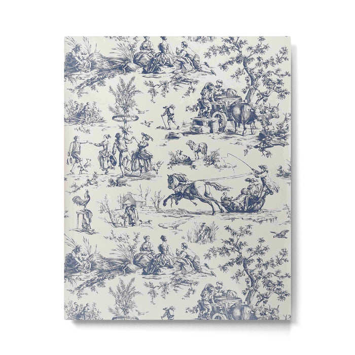 Blue Toile de Jouy Metal Print Gallery Image 1