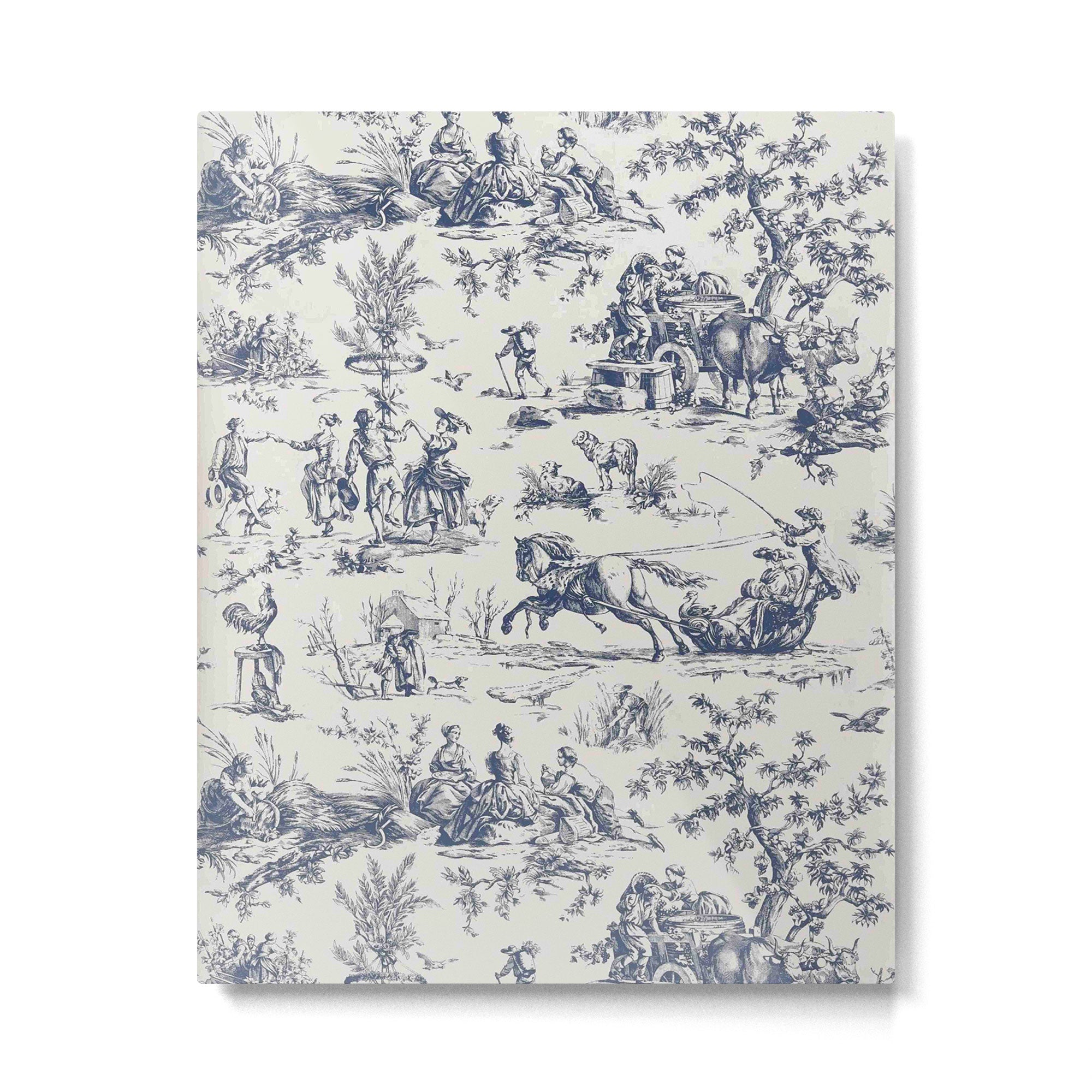 Blue Toile de Jouy Metal Print Gallery Image 6