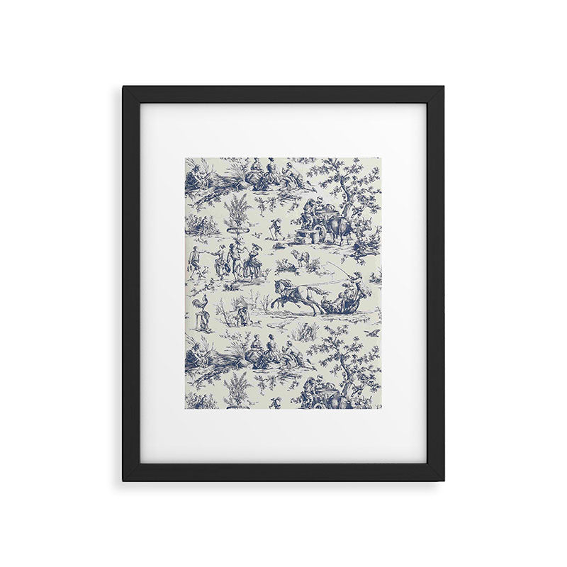 Blue Toile de Jouy Framed Art Print Gallery Image 6
