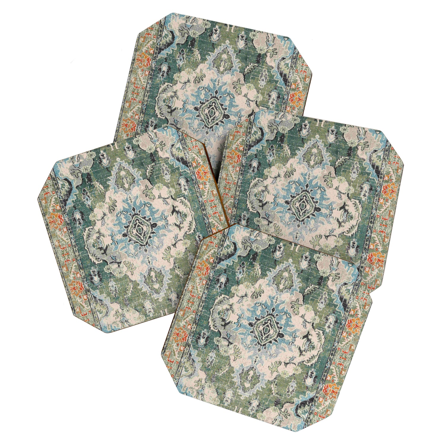 Green Persian rug Coaster Gallery Image 1