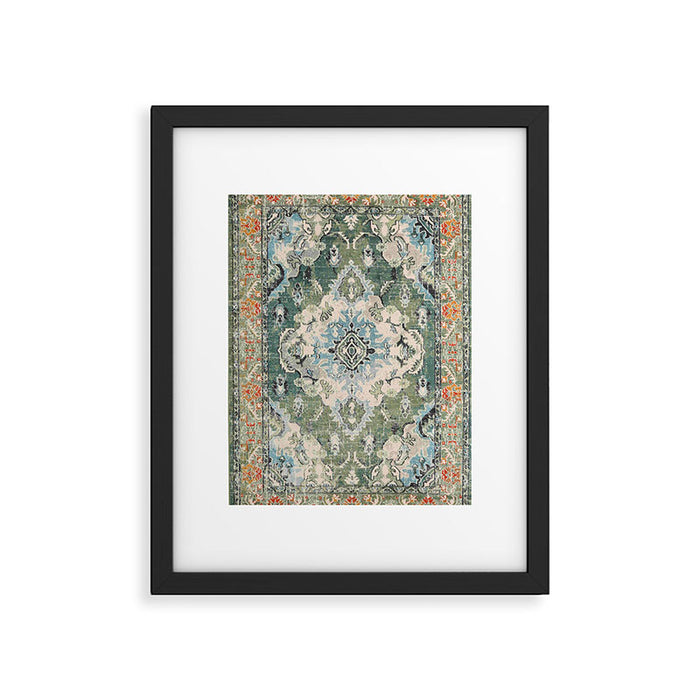 Green Persian rug Framed Art Print Gallery Image 1