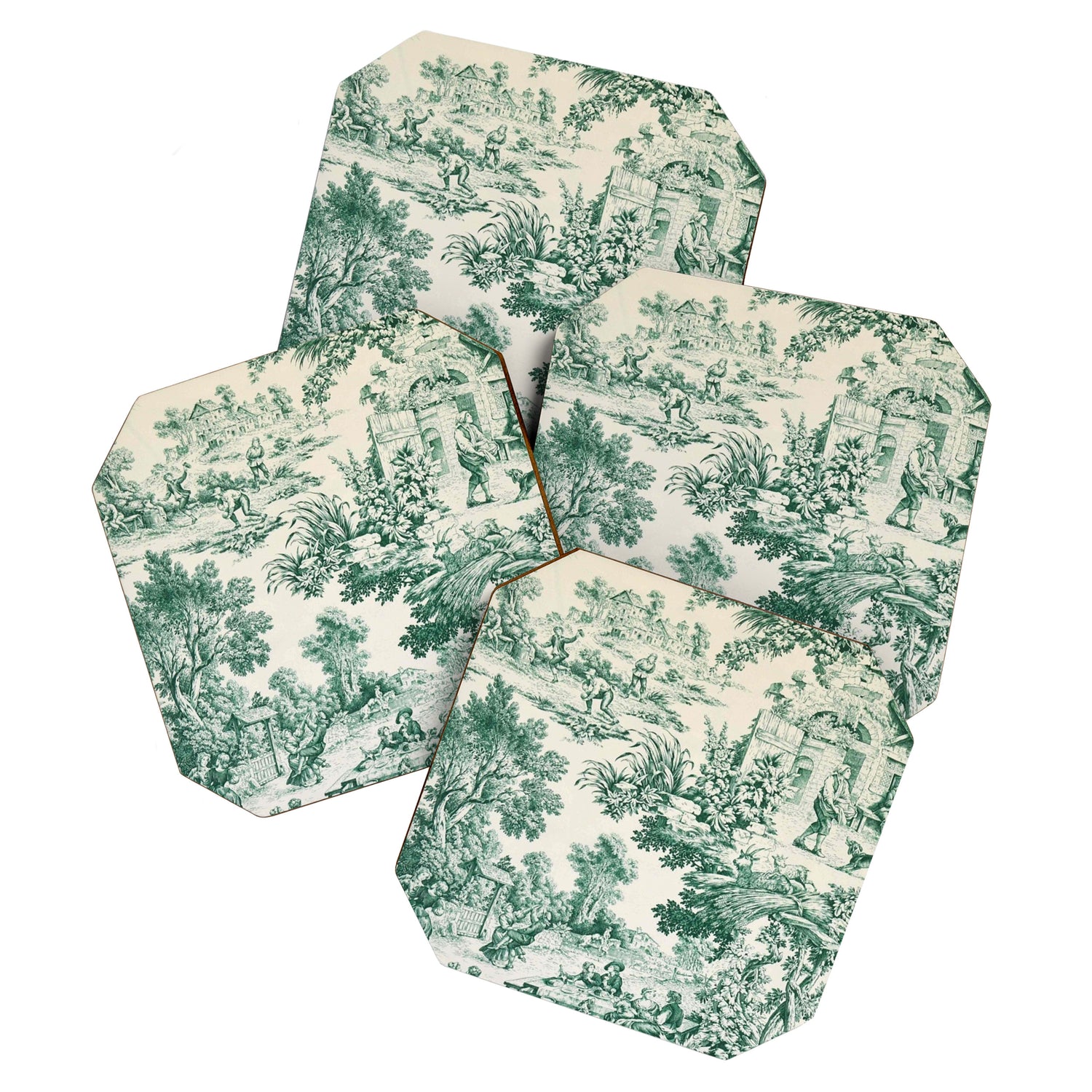 Green Toile de Jouy Coaster Gallery Image 1