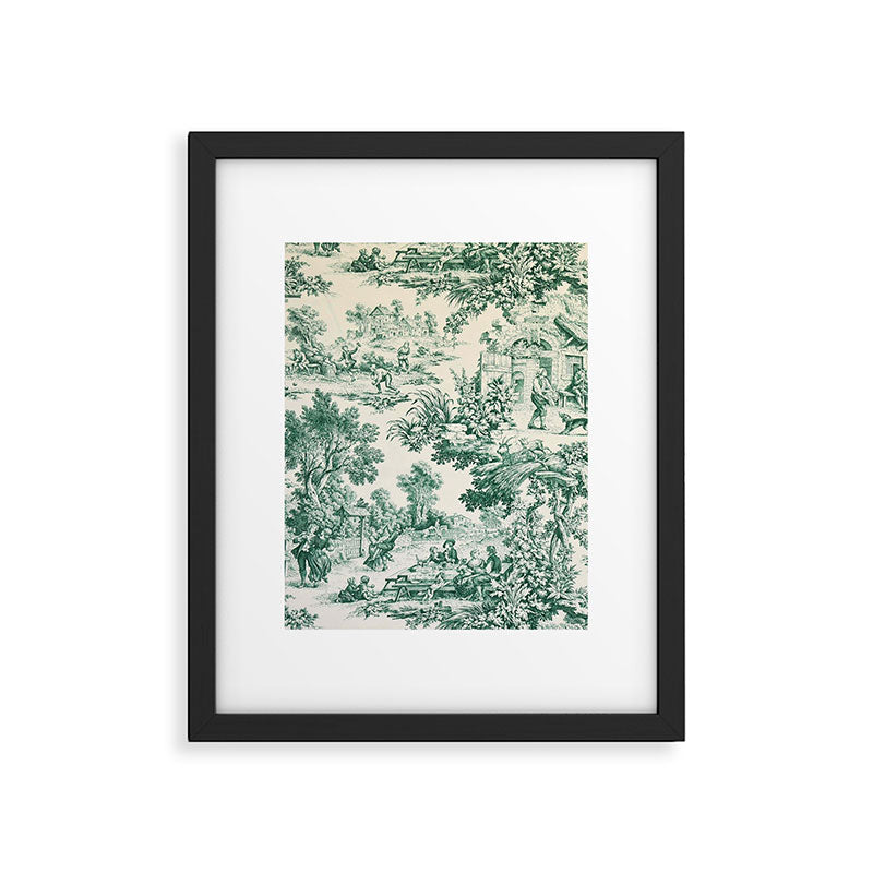 Green Toile de Jouy Framed Art Print Gallery Image 6