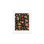 Luxury Strawberry Botanical Pattern - Dark Floral Aesthetic Art Print Gallery Image 1