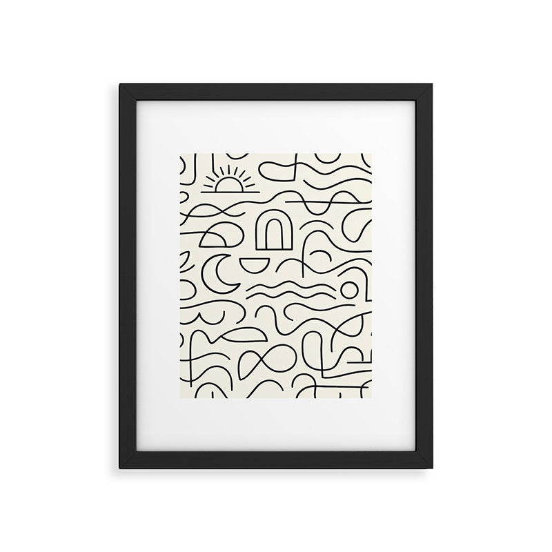 Mediterranean Minimal Line Art Pattern Framed Art Print Gallery Image 6