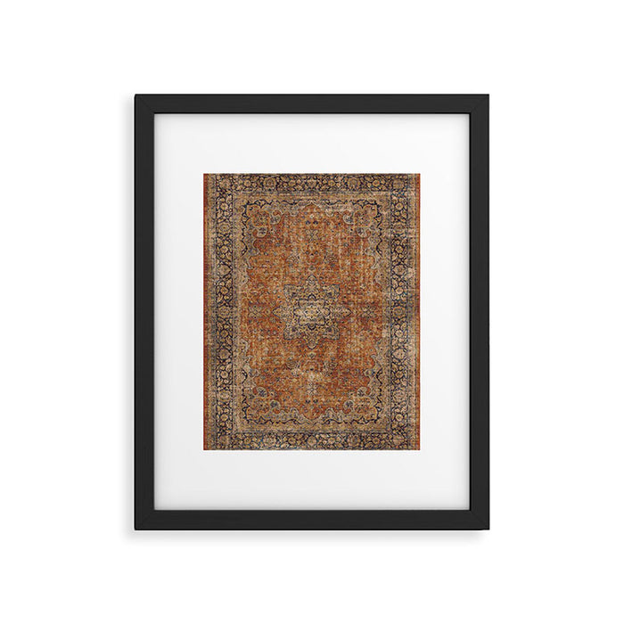 mustard antique rug Framed Art Print Gallery Image 1