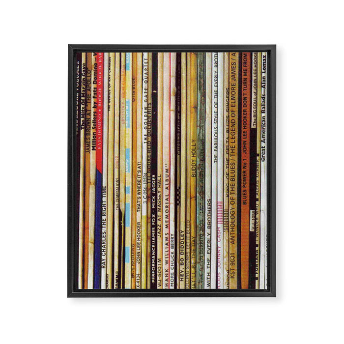 old vinyl records Framed Canvas Print Gallery Image 1