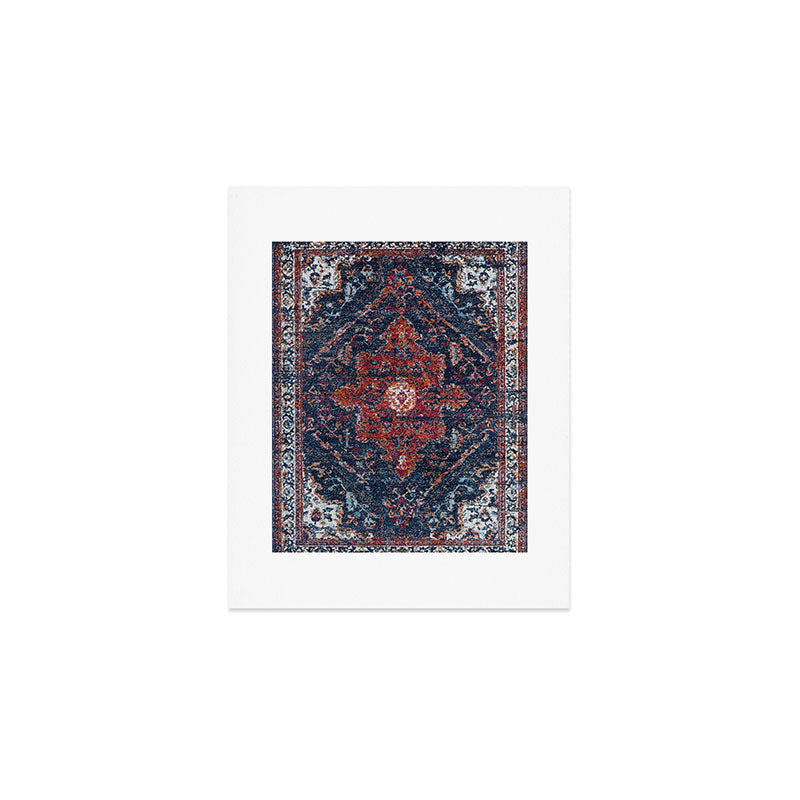 Persian blue and red retro rug Art Print Gallery Image 1