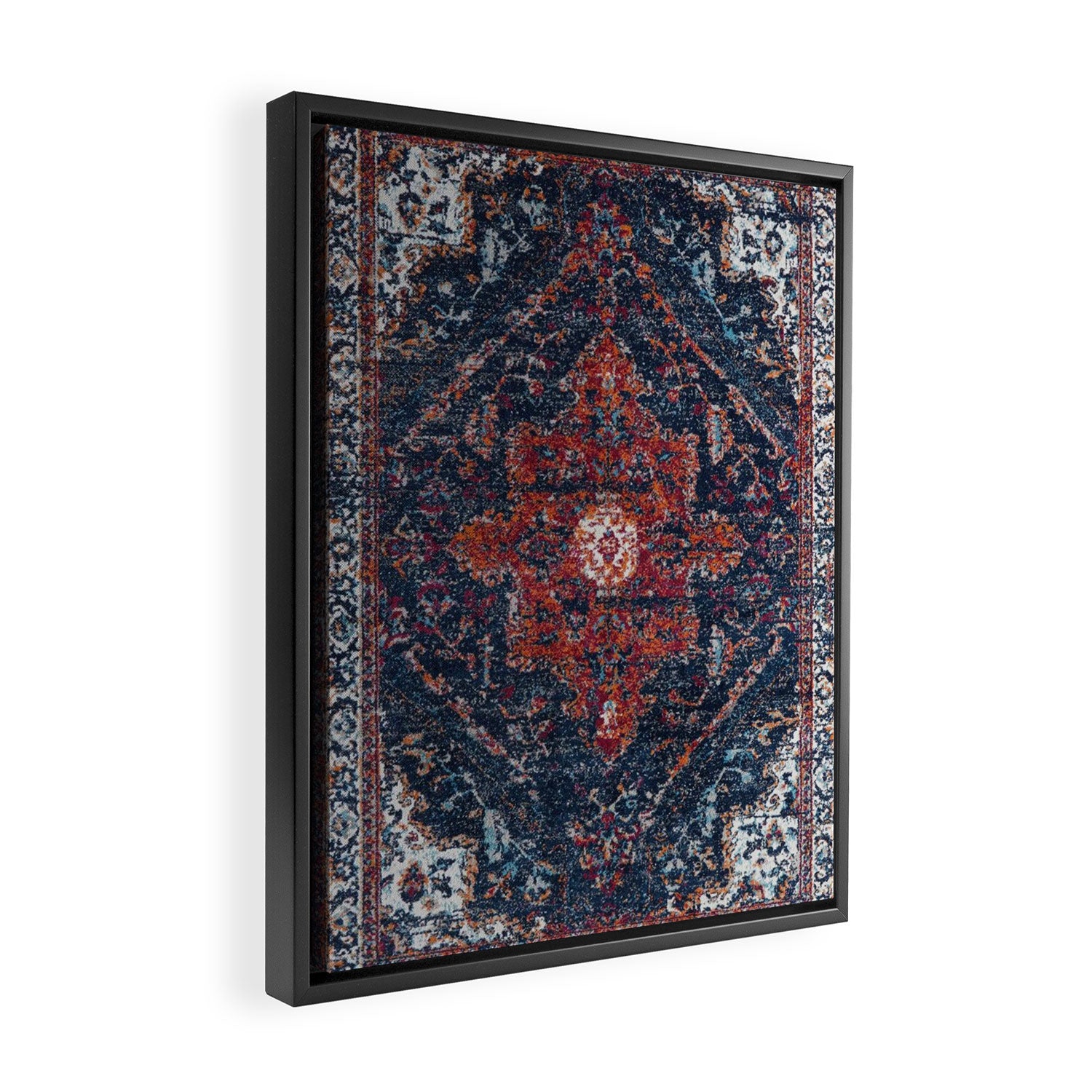 Persian blue and red retro rug Framed Canvas Print Gallery Image 2