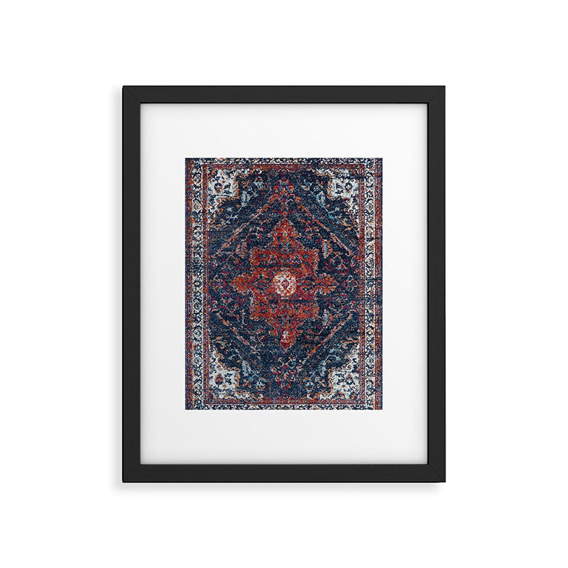 Persian blue and red retro rug Framed Art Print Gallery Image 5