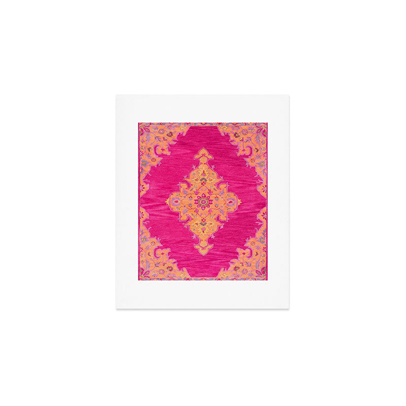 Pink ang Orange oriental carpet Art Print Gallery Image 1