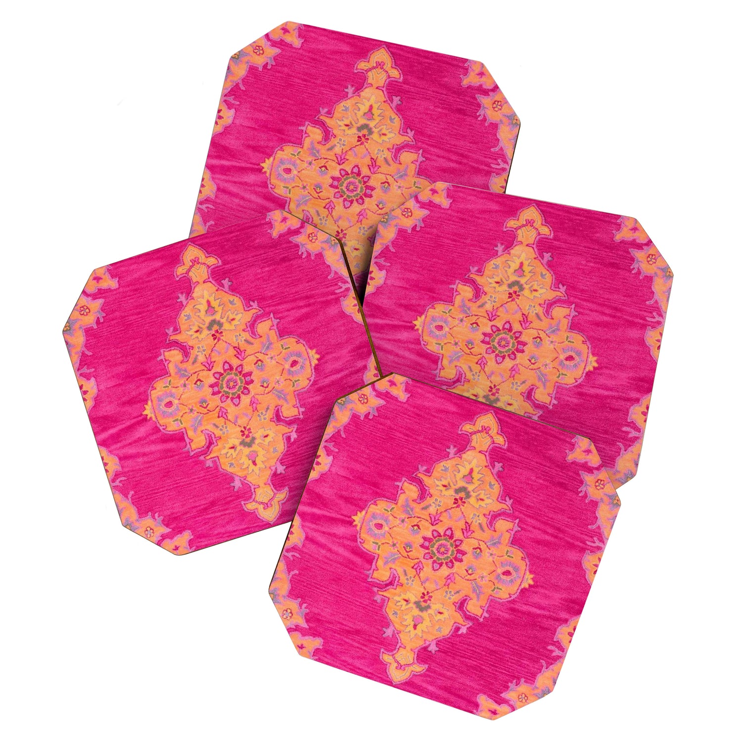 Pink ang Orange oriental carpet Coaster Gallery Image 1