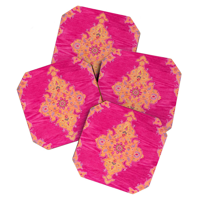 Pink ang Orange oriental carpet Coaster Gallery Image 1