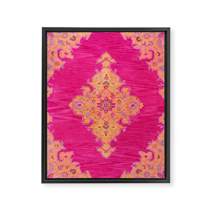 Pink ang Orange oriental carpet Framed Canvas Print Gallery Image 1