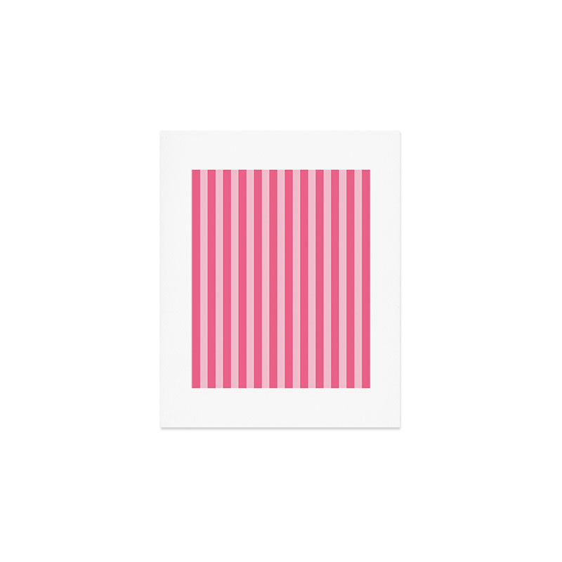 Pink Striped Pattern - Minimal Restro Aesthetic Art Print Gallery Image 1