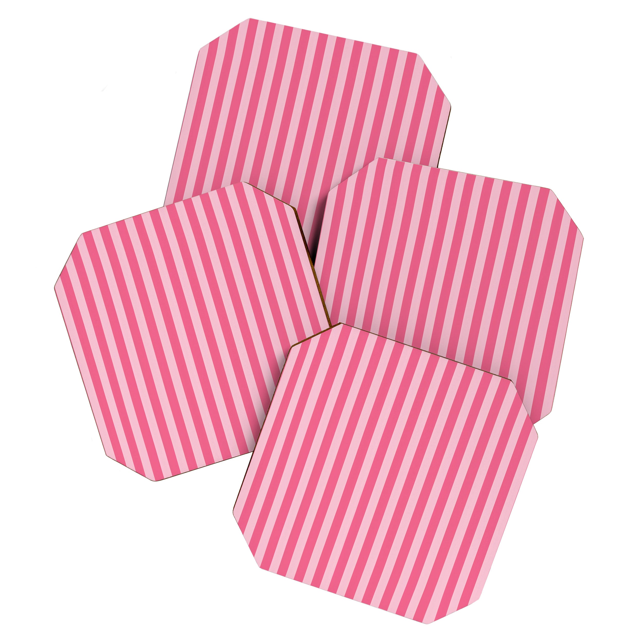 Pink Striped Pattern - Minimal Restro Aesthetic Coaster Gallery Image 1