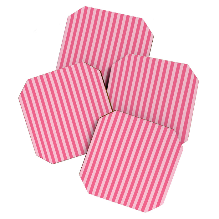 Pink Striped Pattern - Minimal Restro Aesthetic Coaster Gallery Image 1