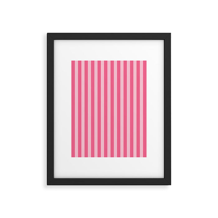 Pink Striped Pattern - Minimal Restro Aesthetic Framed Art Print Gallery Image 1