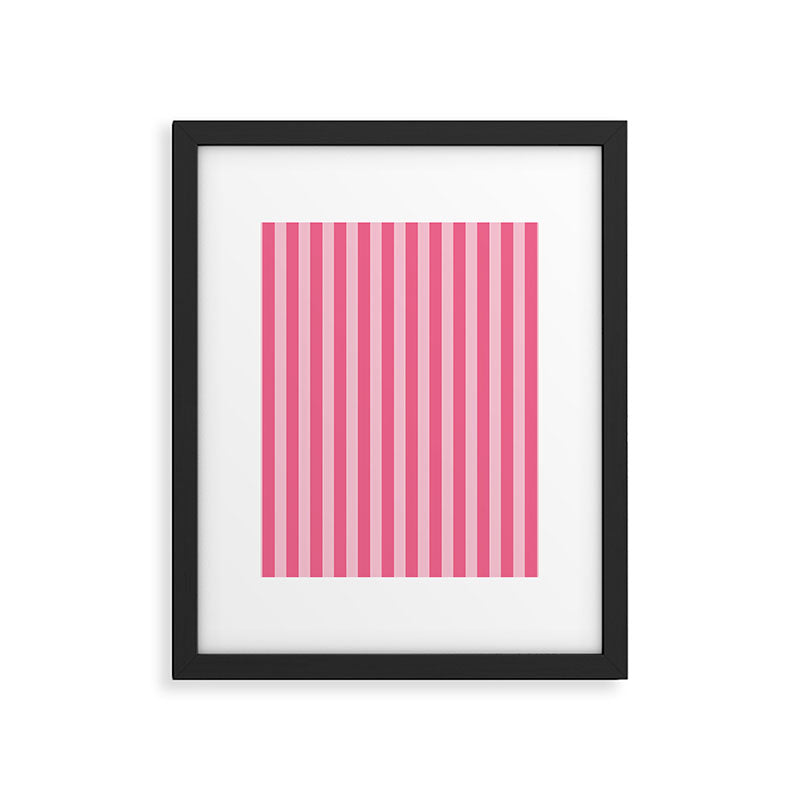 Pink Striped Pattern - Minimal Restro Aesthetic Framed Art Print Gallery Image 6