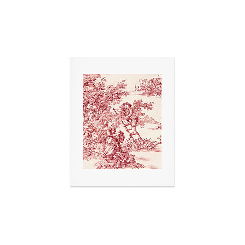 Red Toile de Jouy - 2 Art Print Gallery Image 1