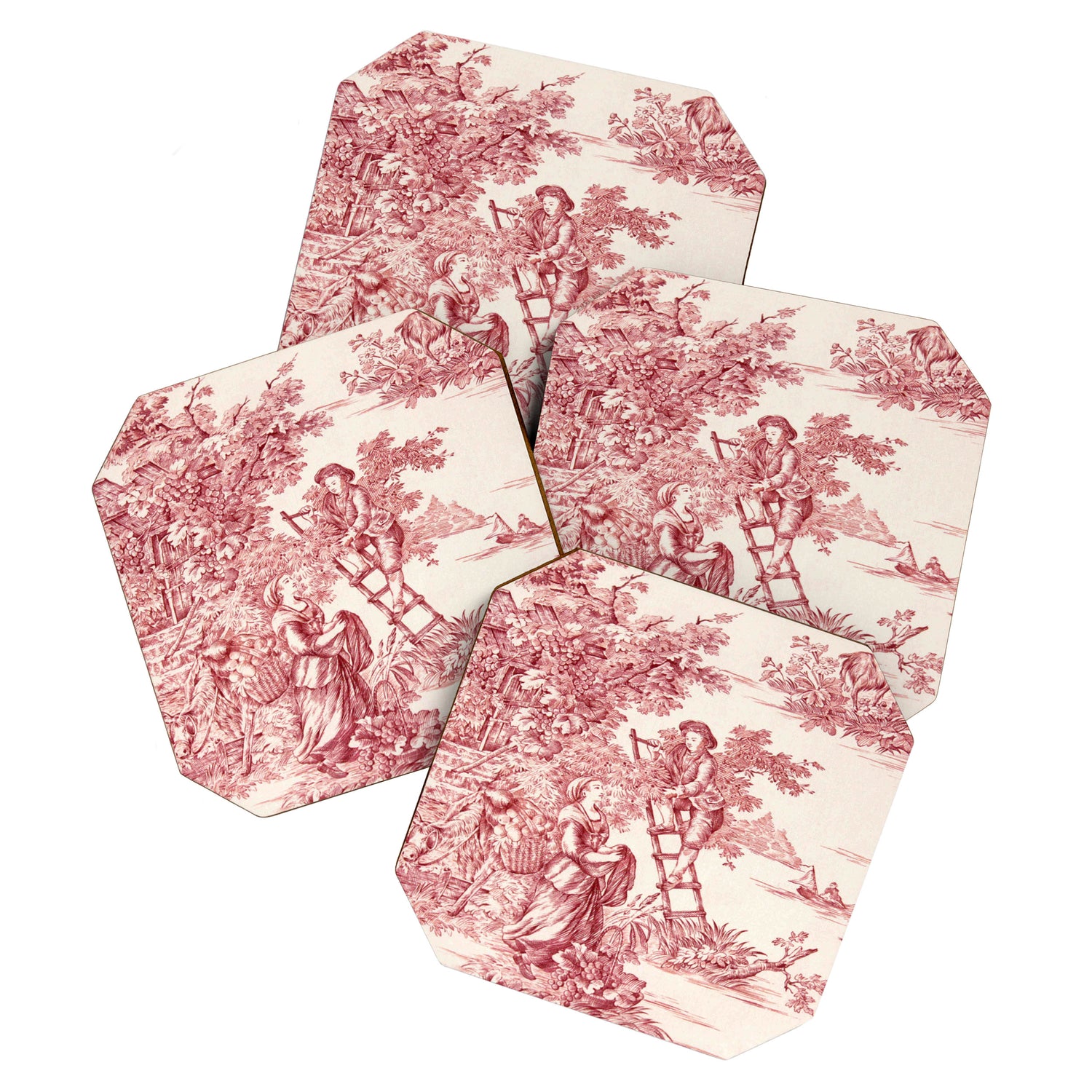 Red Toile de Jouy - 2 Coaster Gallery Image 1