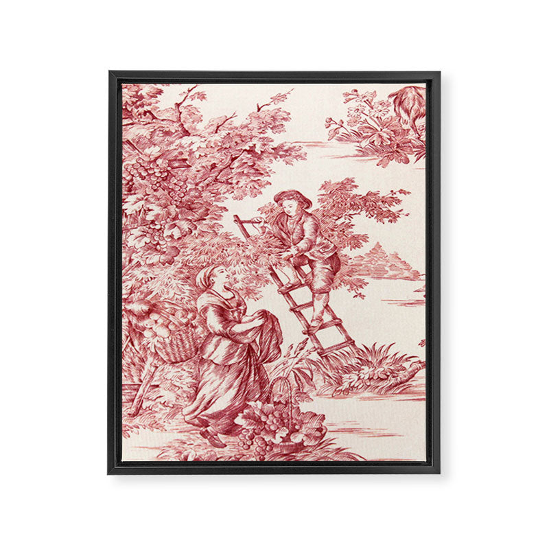 Red Toile de Jouy - 2 Framed Canvas Print Gallery Image 6