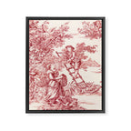 Red Toile de Jouy - 2 Framed Canvas Print Gallery Image 6