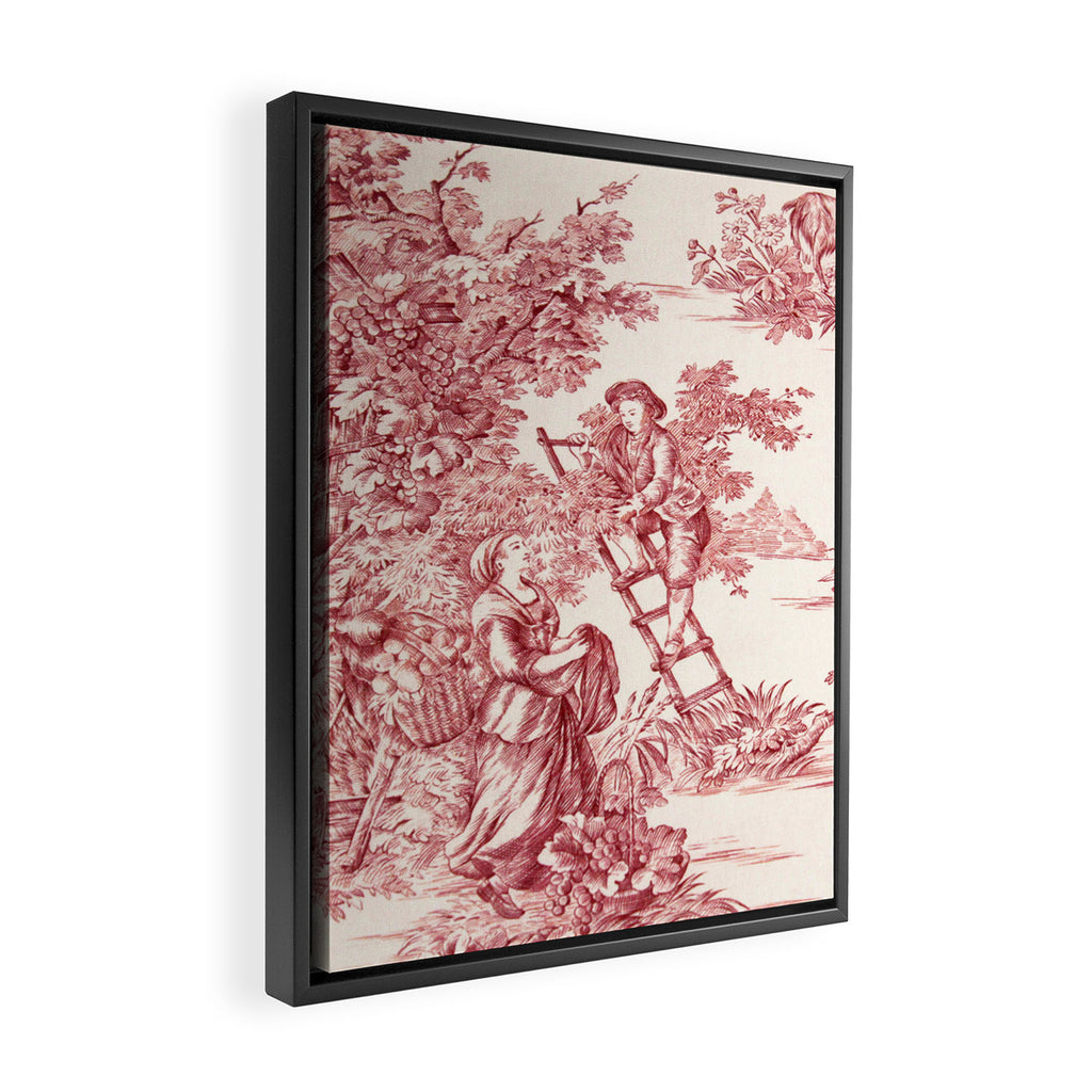 Red Toile de Jouy - 2 Framed Canvas Print Gallery Image 2