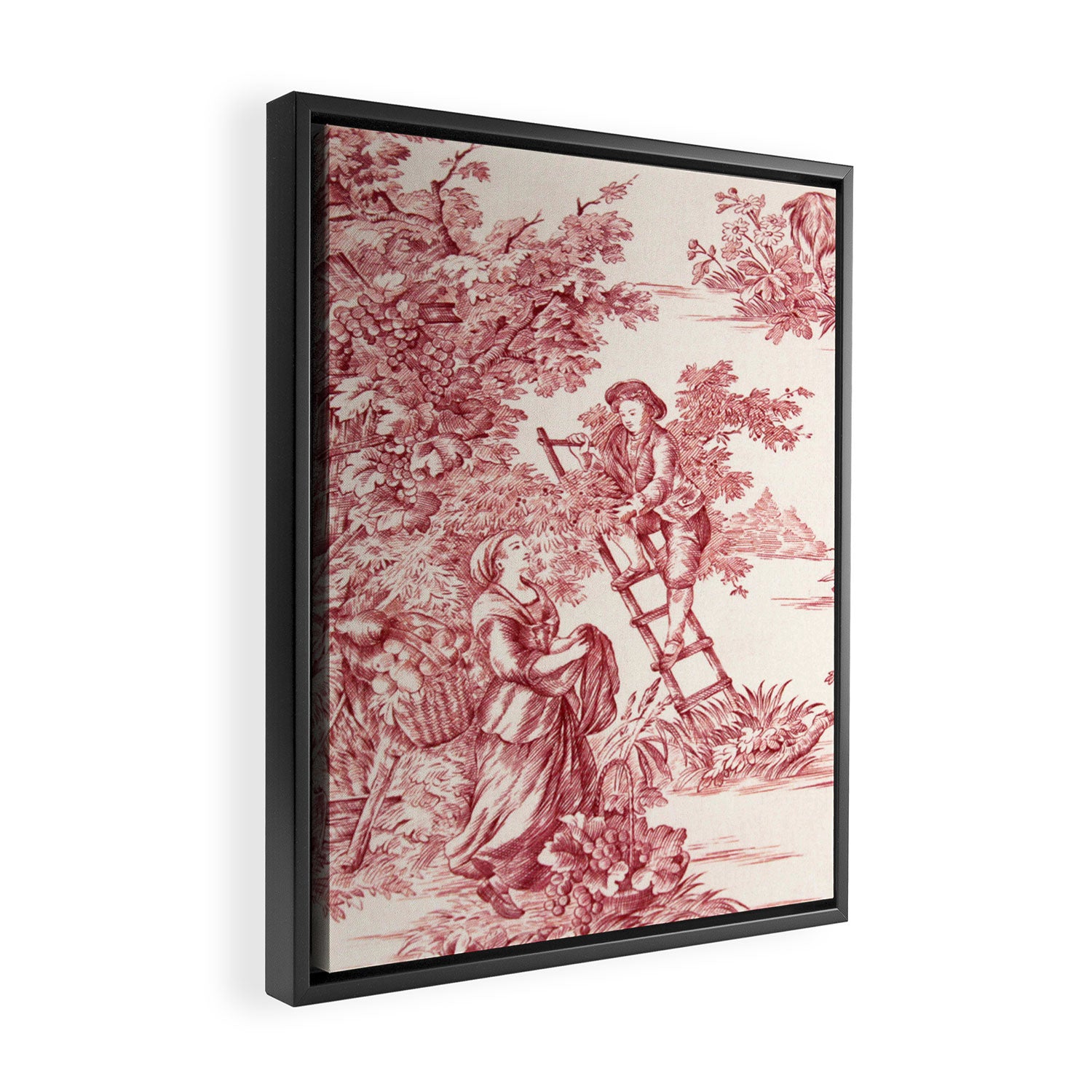 Red Toile de Jouy - 2 Framed Canvas Print Gallery Image 2